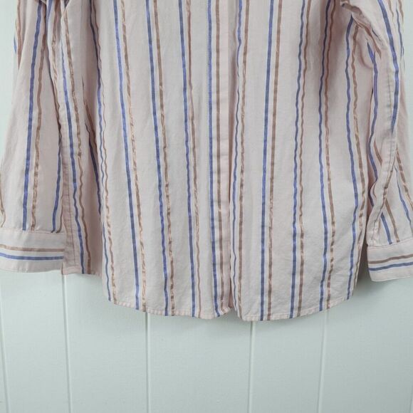 J. Jill Womens Pink Striped Button Front Small - Picture 5 of 10